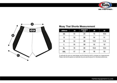 Fairtex Size Chart shorts