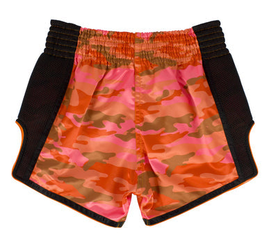 Muay Thai Shorts - Orange Camo Slim Cut - Fairtex - BS1711 Back view