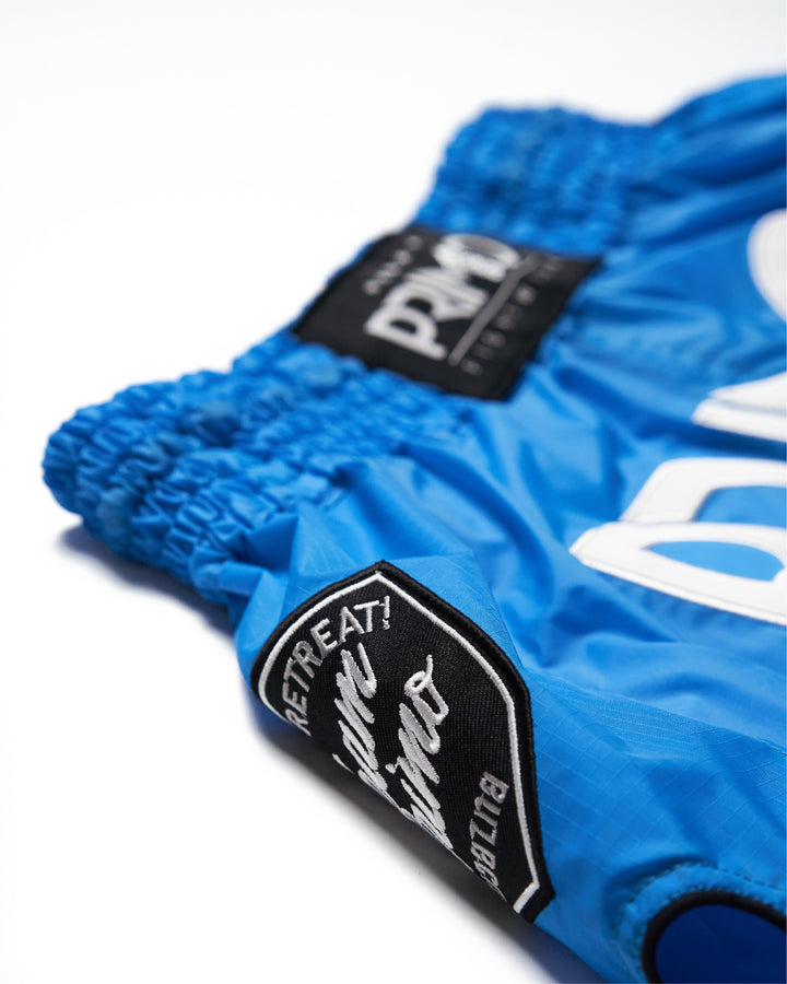 Super-Nylon Muay Thai Shorts - Blue Jay - Primo Zoom in