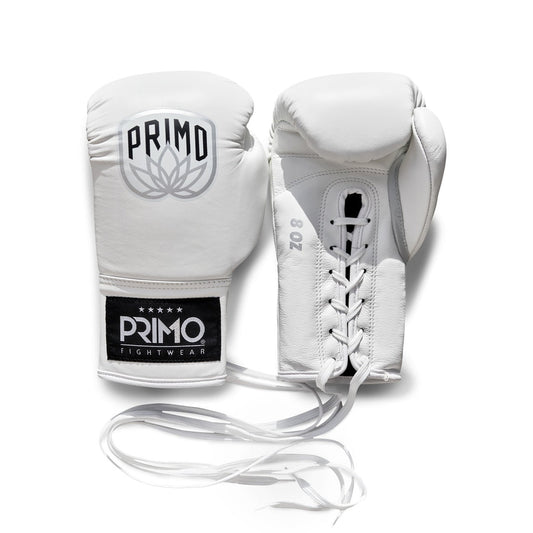 Primo Fightwear - Primo Pro Lace Up Boxing Gloves - White