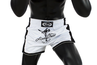 Muay Thai Shorts - White Slim Cut - Fairtex - BS1707 - Fit Front View
