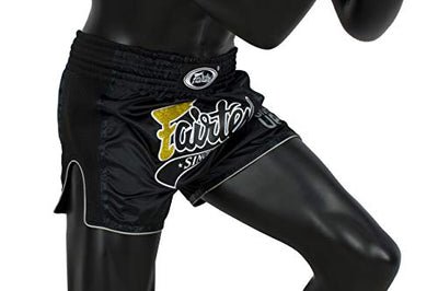 Muay Thai Shorts - Black Slim Cut - Fairtex Side View