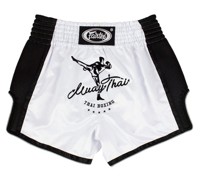 Muay Thai Shorts - White Slim Cut - Fairtex - BS1707