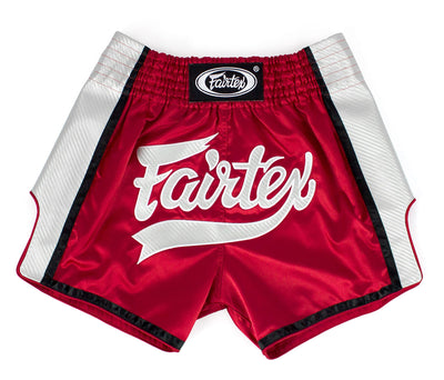 Muay Thai Shorts - Red/White Slim Cut - Fairtex - BS1704