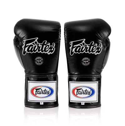 Fairtex Lace Up Boxing Gloves (BGL6) - Black Front