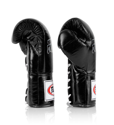 Fairtex Lace Up Boxing Gloves (BGL6) - Black Side View