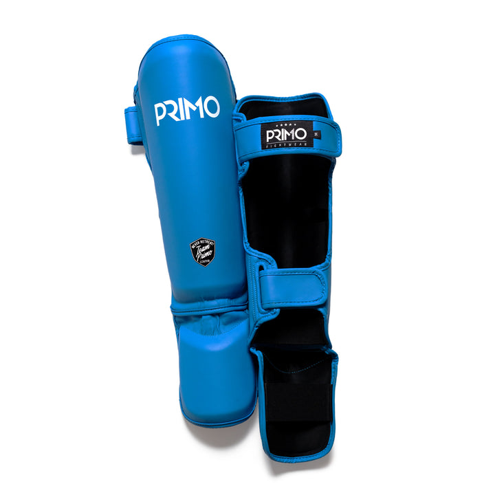 Primo Muay Thai Shin Guard Blue Product Front Back view