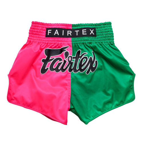 Muay Thai Shorts - Hot Pink and Green Slim Cut - Fairtex - BS1911