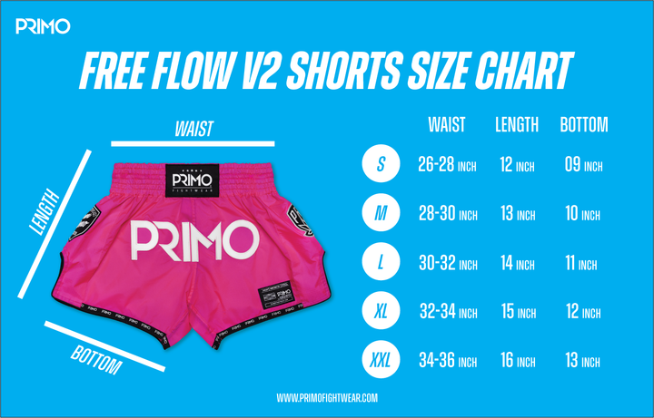Primo shorts size chart