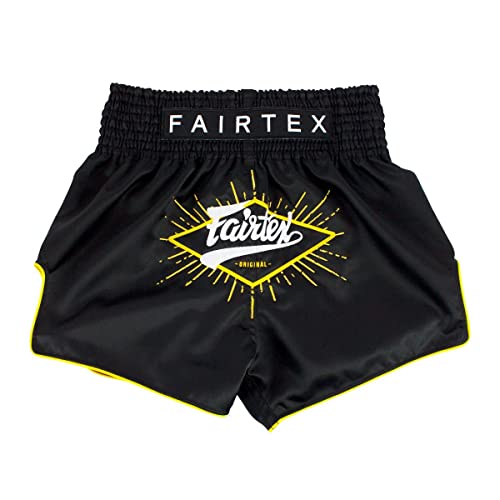 Muay Thai Shorts - Black With Yellow Accents Slim Cut - Fairtex - BS1903