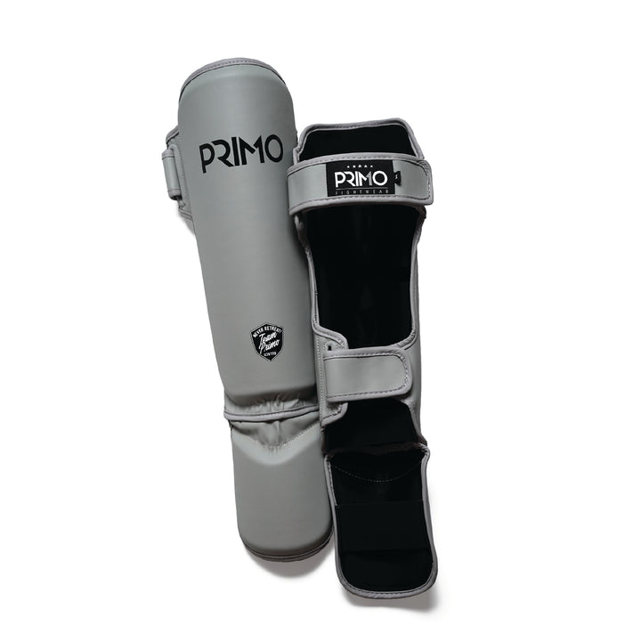 Primo Muay Thai Shin Guard Grey Product Front Back View