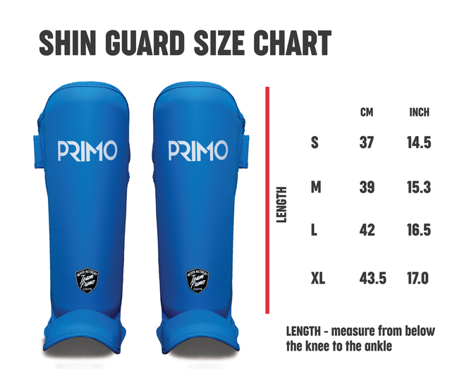 Primo Shinguards Size Chart