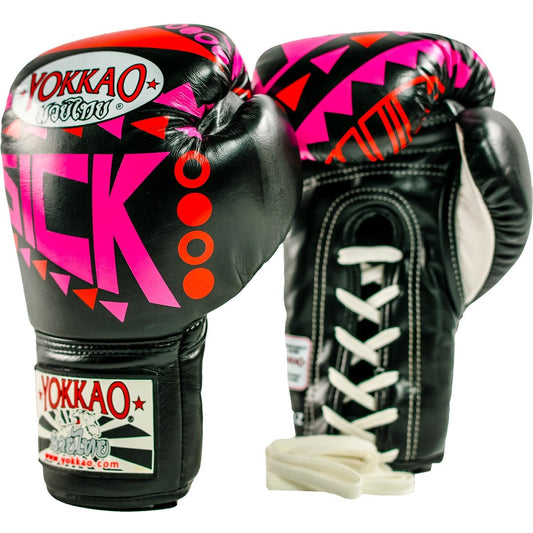 Sick Muay Thai Lace Up Gloves Orange/Pink