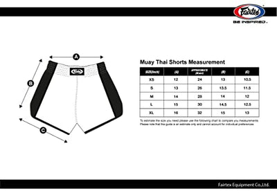 Size Chart Fairtex Shorts