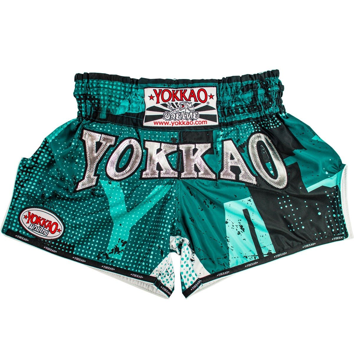 teal muay thai shorts - yokkao urban carbonfit petroleum